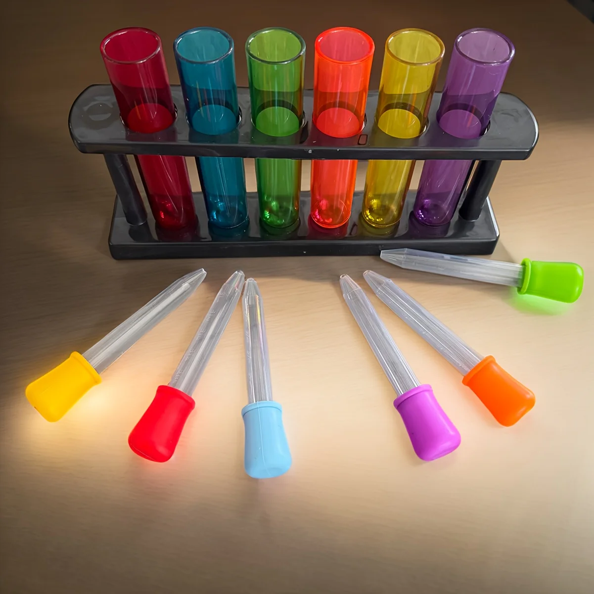 

1.35oz Colorful Plastic Test Tubes with Matching Drops, Ideal for Science Experiments and Education - Perfect for Students and L