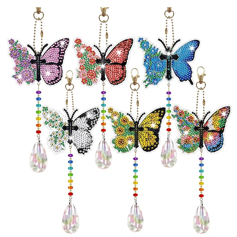 

Wind Spinner Double Sided Paint Hanging Ornament For Garden Wind Spinner Butterfly 6 Pieces