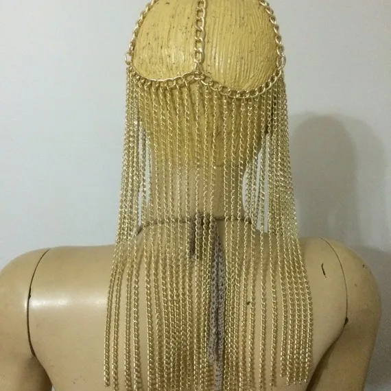 

T thick long fringed headgear, alloy head chain hair accessories headwear body chain body chains