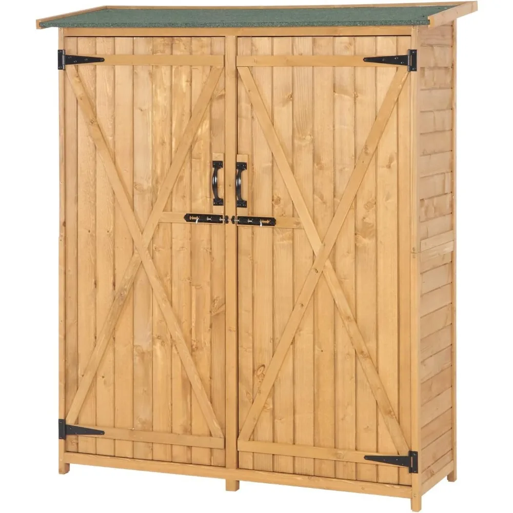 

Outdoor Wood Storage Shed with Lockable Design, Extra Large Capacity Outside Cabinet Tool Shed