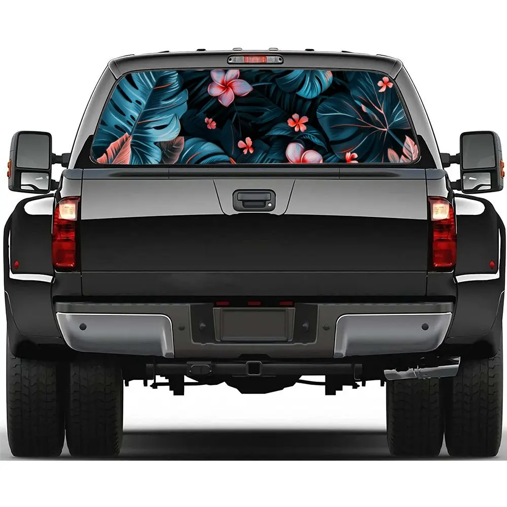 

Rainforest Flower Shadow PVC Perforated Car Vinyl Wraps, Privacy Enhancing Design for Rear Window, Car Rear Windshield Sticker f