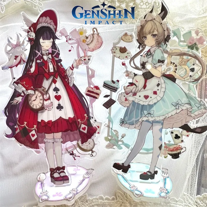 Genshin Impact Columbina Moon Maiden Sandrone Cosplay Stand Model Plate Figure Acrylic Desktop 2Pcs/Set Accessories Decoration
