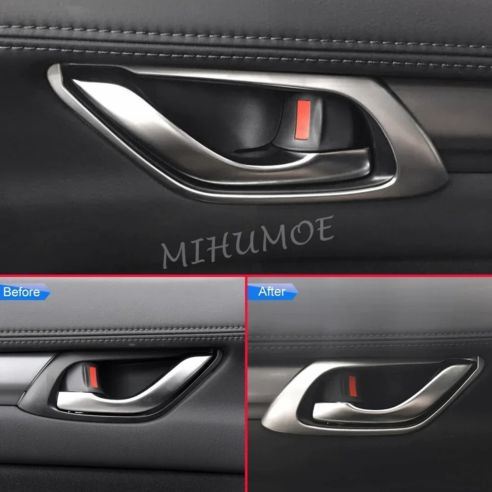 Matte Chrome Car Interior Door Handle Surrounds Trim For Mazda CX-5 KF 2017 2018 2019 2020 2021 2022 2023 2024