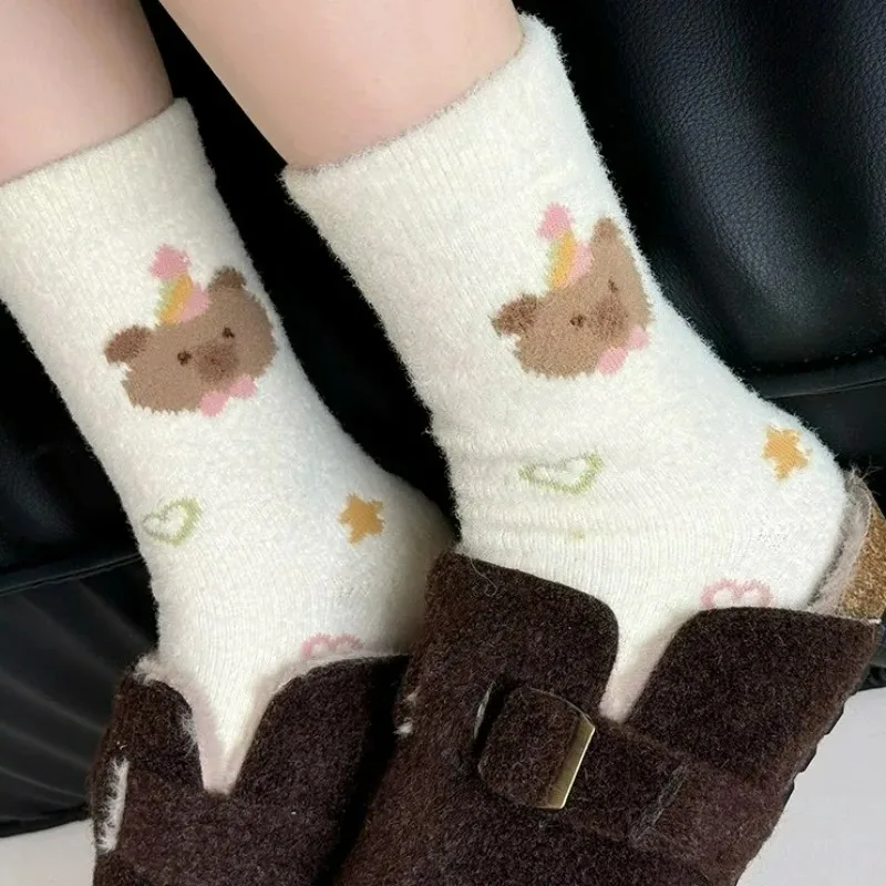 

Зимние плюшевые носки с капибарой, мягкие термотеплые носки до середины икры с имитацией норки, зимние утолщенные носки для сна для женщин, дома