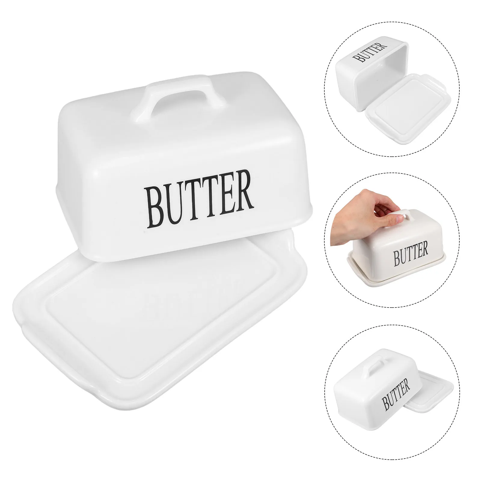 Mantequillera Europea con Tapa, Recipiente Hermético de Cerámica para Mantequilla, Diseño Amplio y Espacioso para la Encimera de la Cocina, Mesa de Comedor, Acción de Gracias