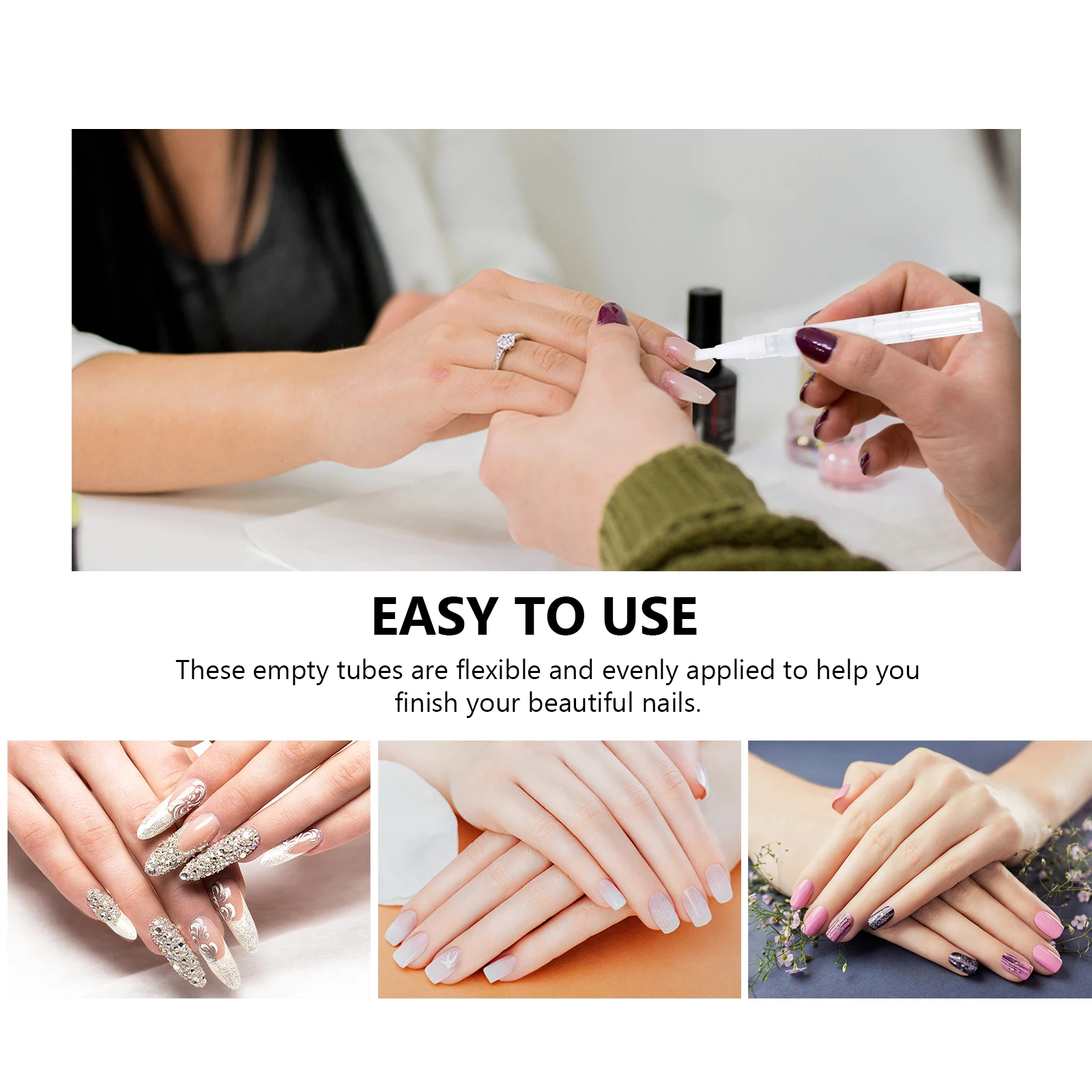 

21pcs Nail Polish Applicator Pens Empty Transparent Liquid Bottles Refillable for Lip Gloss Perfume Essential Oil Eyelash