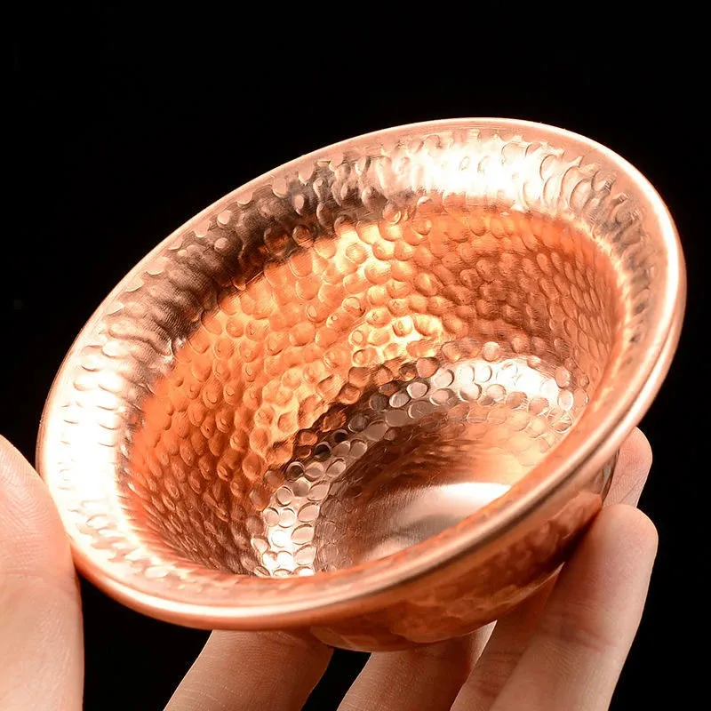 7Pcs Pure Red Copper Drinking Bowl Tibetan Tribute Holy Water Cup Buddhist Bowl