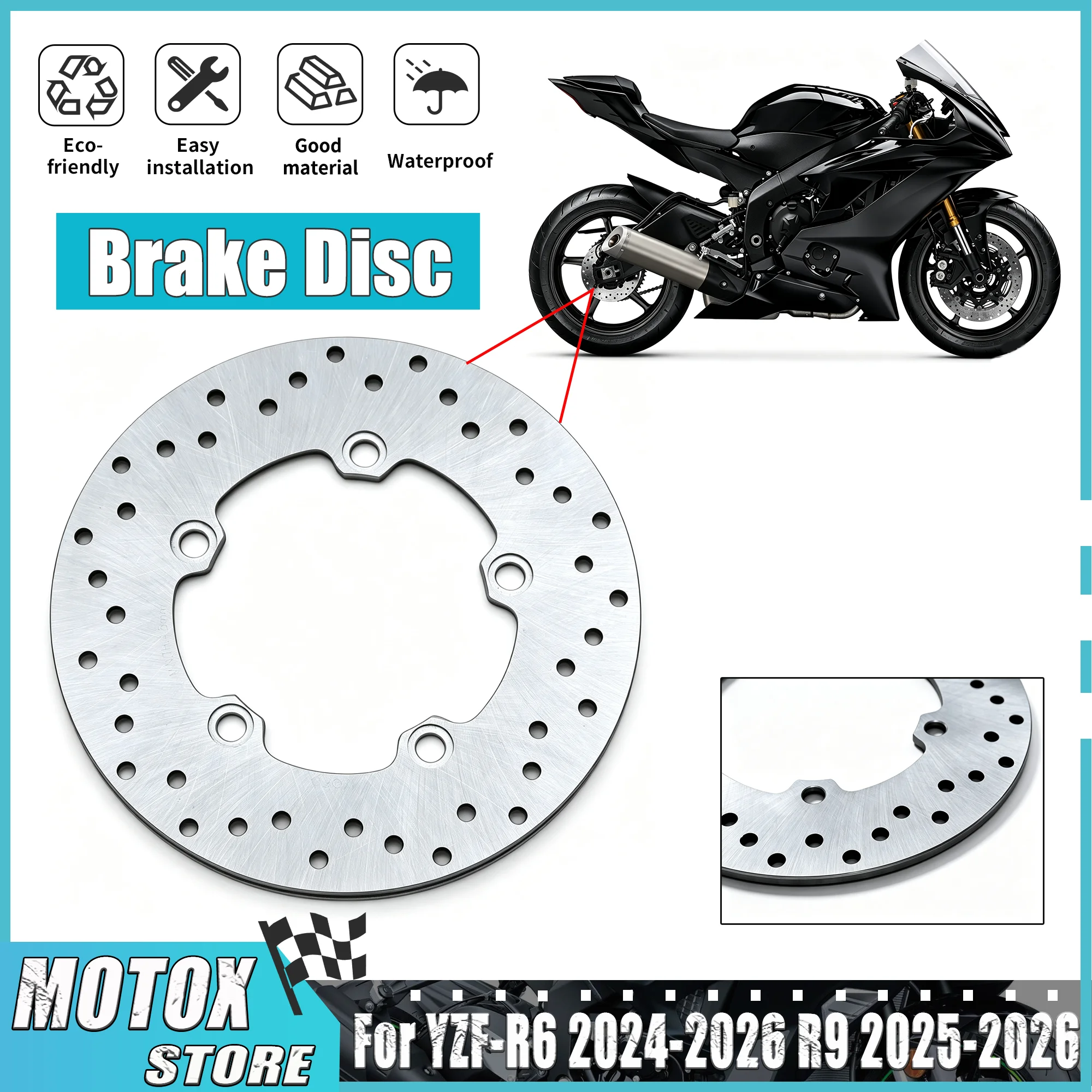 Fit For Yamaha YZF-R6 2024 2025 2026 R9 2025 2026 Motorcycle Rear Brake Disc Rotor