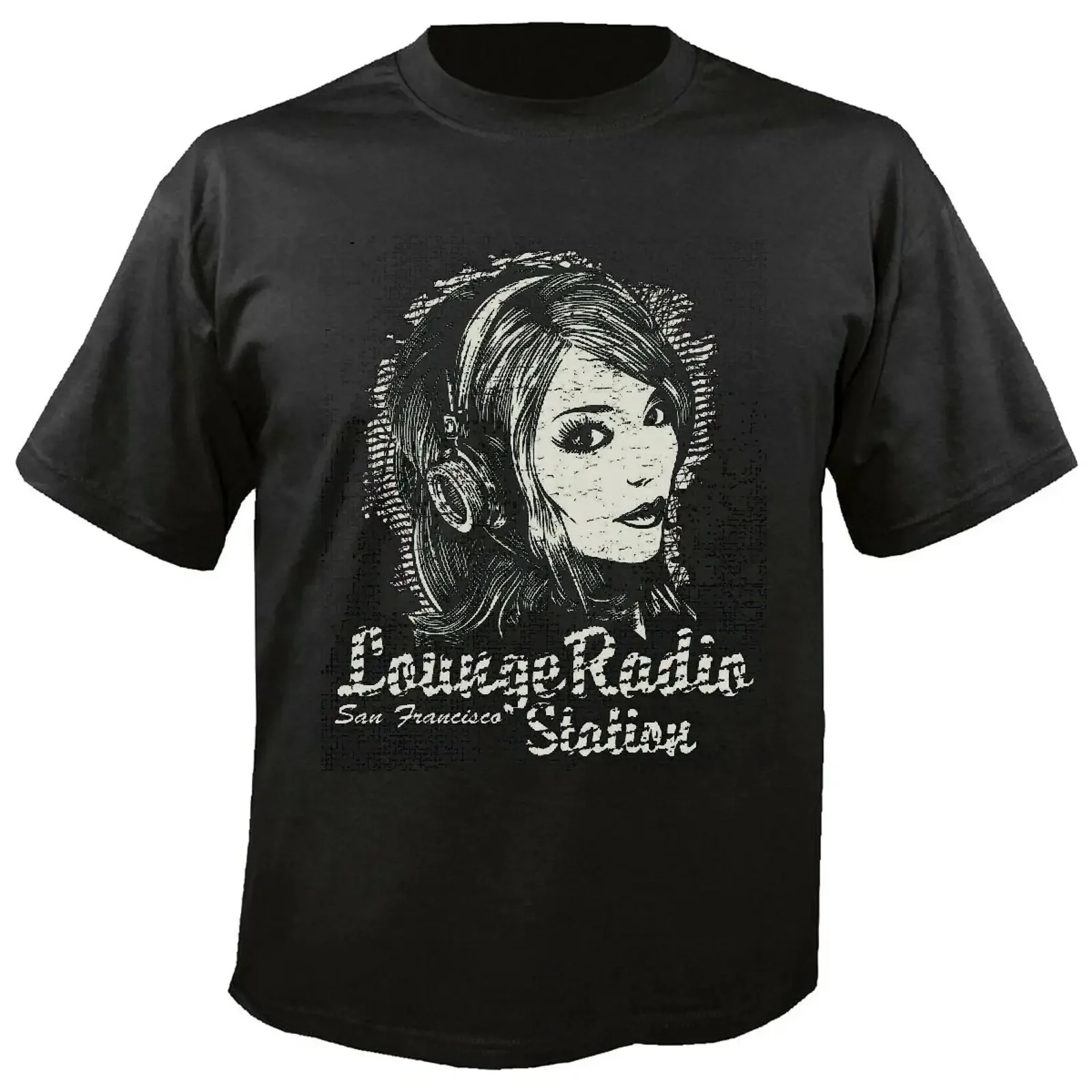 T Shirt LOUNGE RADIO SAN FRANCISCO STATION TECHNO JAZZ FUNKY SOUL TRANCE vintage Washed Stretched Stylish Slightly Soft Casual