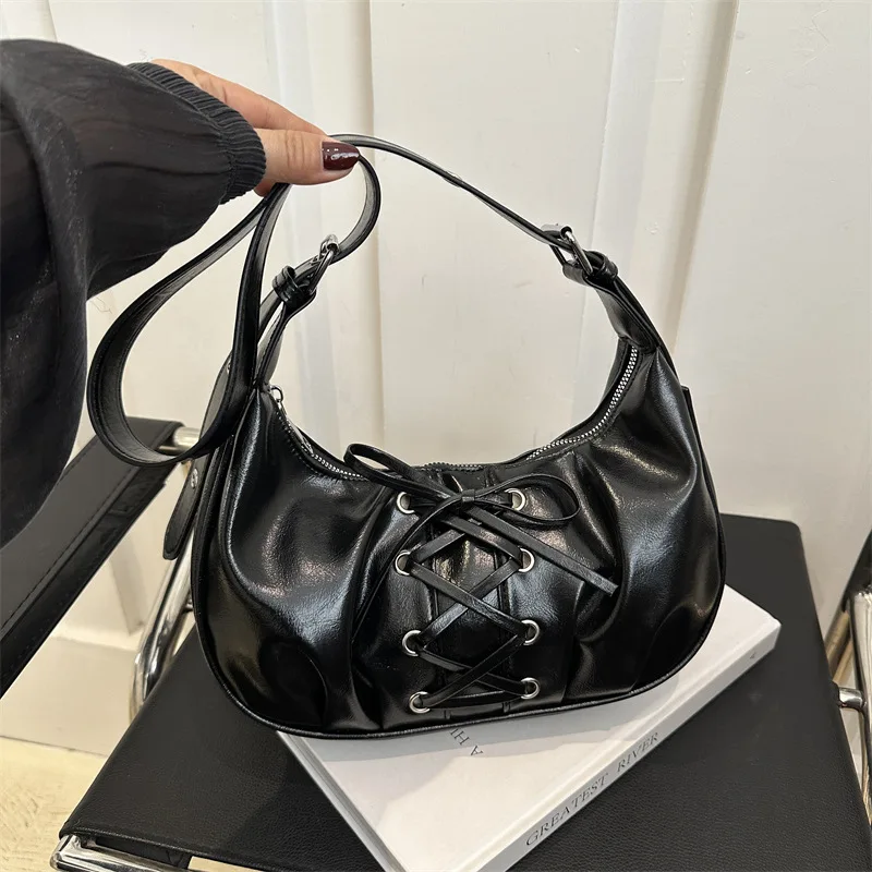 

Женская сумка Y2k со шнуровкой и бантом, новая сумка через плечо в стиле ПУ, модные милые и крутые сумки через плечо