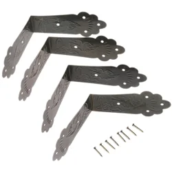 4Pcs Vintage Metal Decorative Corner Brackets Corner Protector Guards Edge Cover for Furniture Chest Case Jewelry Box Feet Leg