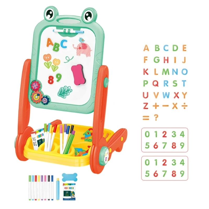 Interaktywna tablica magnetyczna Dwustronne powierzchnie kasowalne Kształt żaby Stabilny stojak Art Edukacyjna zabawka dla 15UB