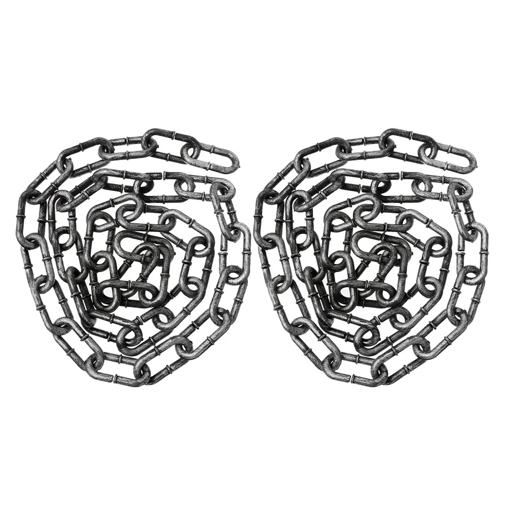 2 قطعة سلاسل الهالوين المزيفة سلاسل بلاستيكية للسجن قابلة للتعديل طول زي مخيف تأثيري الدعائم الطرف الديكور #6