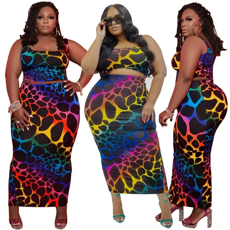 

plus Size Printed Hip Bag Set Women's Tight Fit Two-Piece Ensemble Universal Fit Hand-Painted Design Winter Collection
