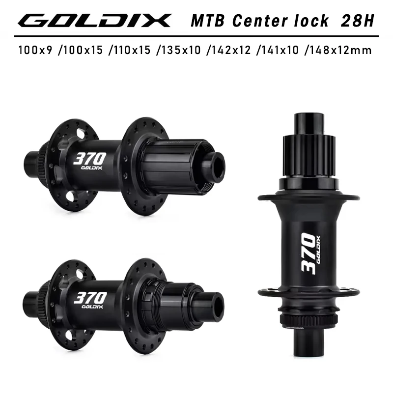 GOLDIX M370 36T Ratchet Bicycle Hubs 28 Hole J-Bend Spoke Center Lock Disc Brake Mountain Bike Hub HG/XD/MS 4pcs Seal Bearing