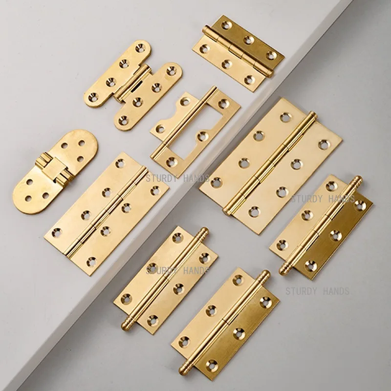 10pcs Brass Hinges, Gold Hinges Wardrobe Doors Folding Retro Swing Hinges Hardware Accessories