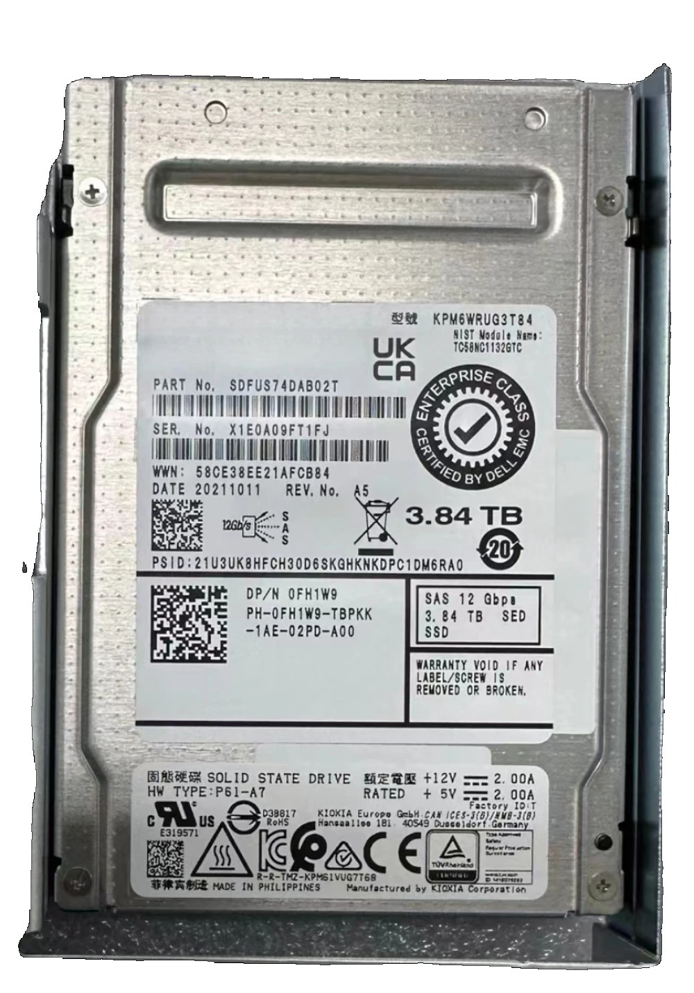 De SAS 3.84TB 12G ME4012 4024 5012 SC5020 Storage Dedicated