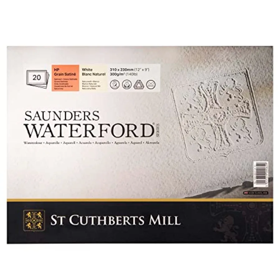 

Блок акварельной бумаги St. Cuthberts Mill Saunders - 12x9 дюймов, белый, 100% хлопок - 20 листов, 140 фунтов, горячего прессования