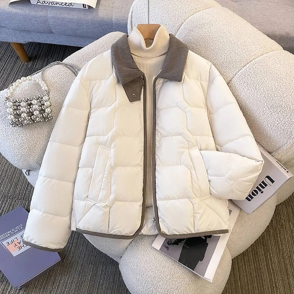 

Casual Patchwork Cotton Jackets For Ladies 2025 Winter New Women Turn Down Collar Thicken Warm Coats Loose All-Match Outerwears
