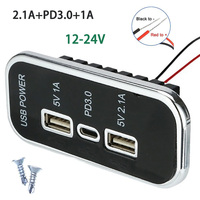 35.5W12V-24V PD type C1A/2.1A dual USB car charger socket USB charging output power adapter for motorcycles trucks ATV boats RVs