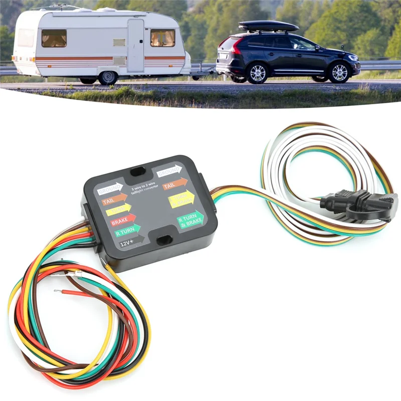 Para convertidor de luz trasera RV con conexión de cables de 3 a 2, adaptador de cableado de remolque de rendimiento estable para accesorios RV