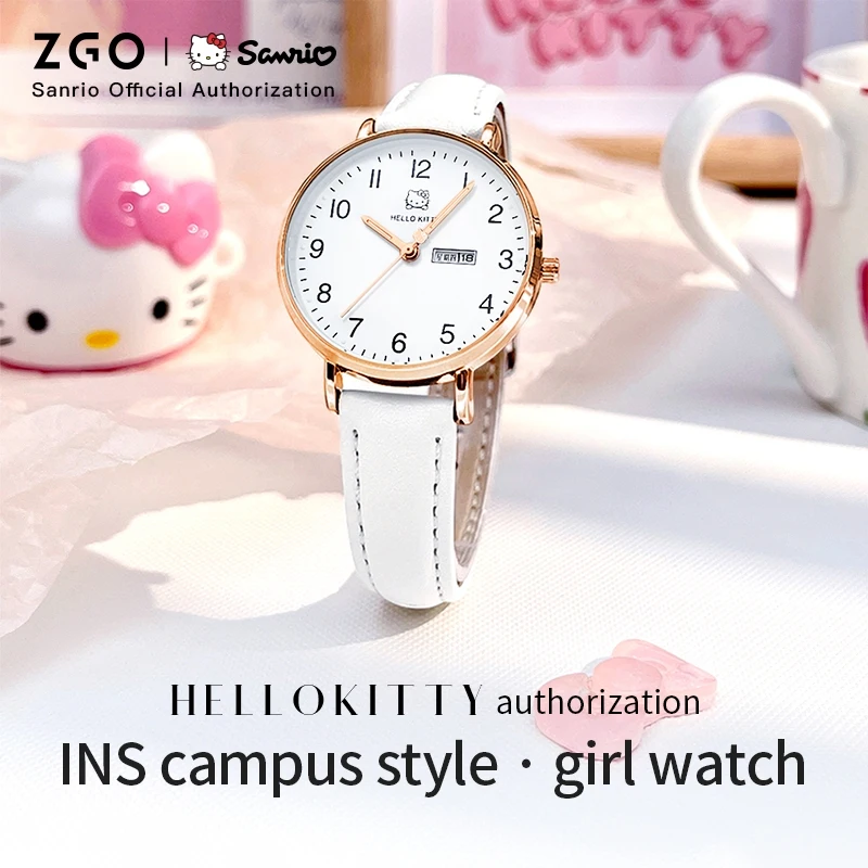 ZGO X Sanrio Kids Watch Middle and High School Girls Waterproof Luminous Quartz Watches Students Wristwatch For Female Gift 2108