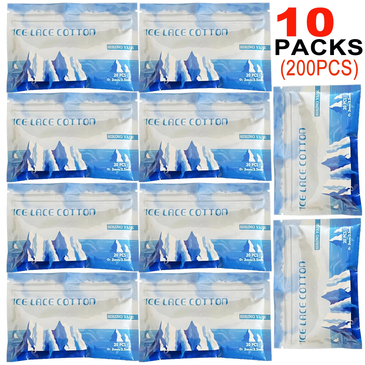 

Original Cotton Wool 10Pack ICE LACE Cotton Organic Prime Prebuild D3.0/3.5MM White Pure Cotton Diagnostic Tools