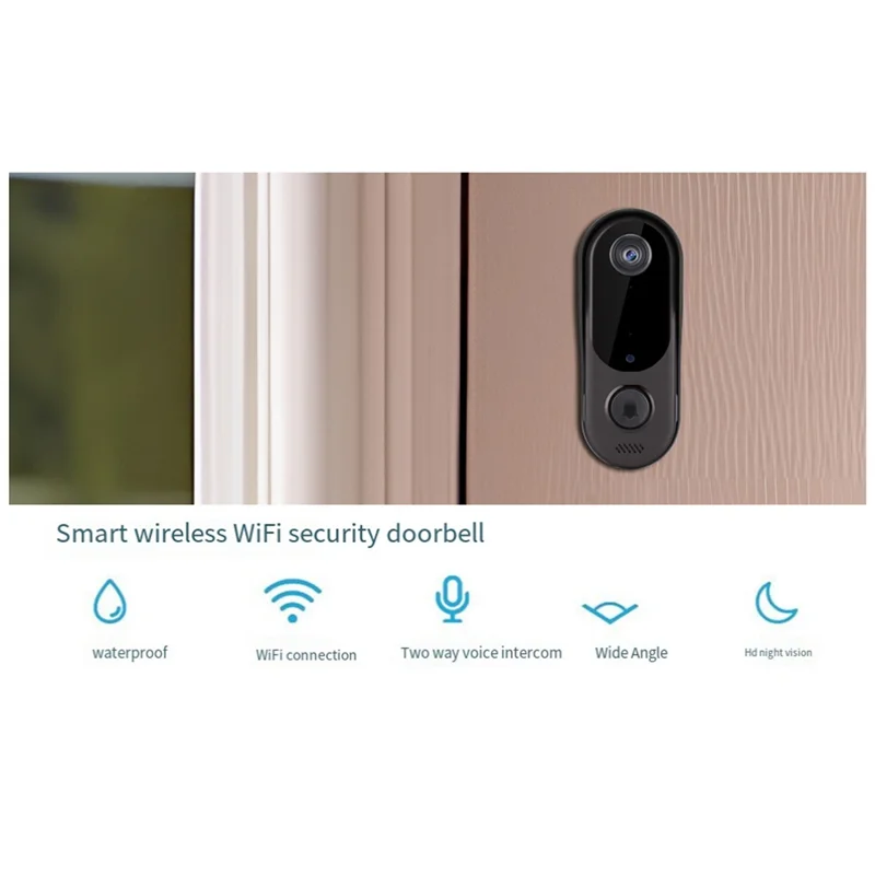 Smart Home Security Doorbell Camera Wireless Wifi Doorbell Night Vision Black For Home/Office