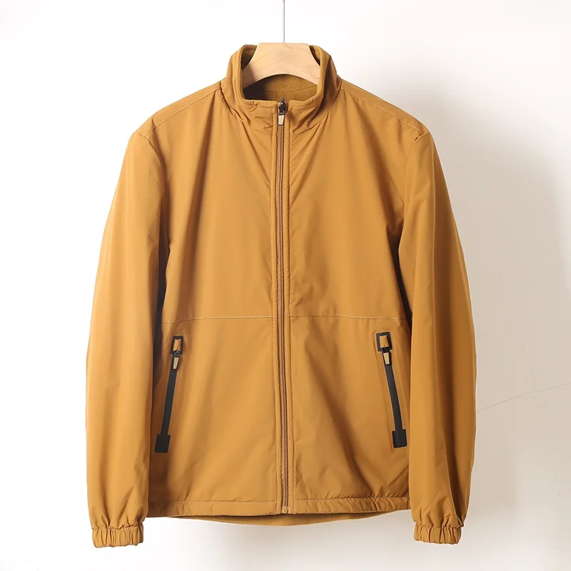 

Мужская двусторонняя куртка-ветровка с воротником-стойкой, теплая, ветрозащитная, повседневная, осенне-зимняя, молодежная, модная, утепленная, с длинными рукавами