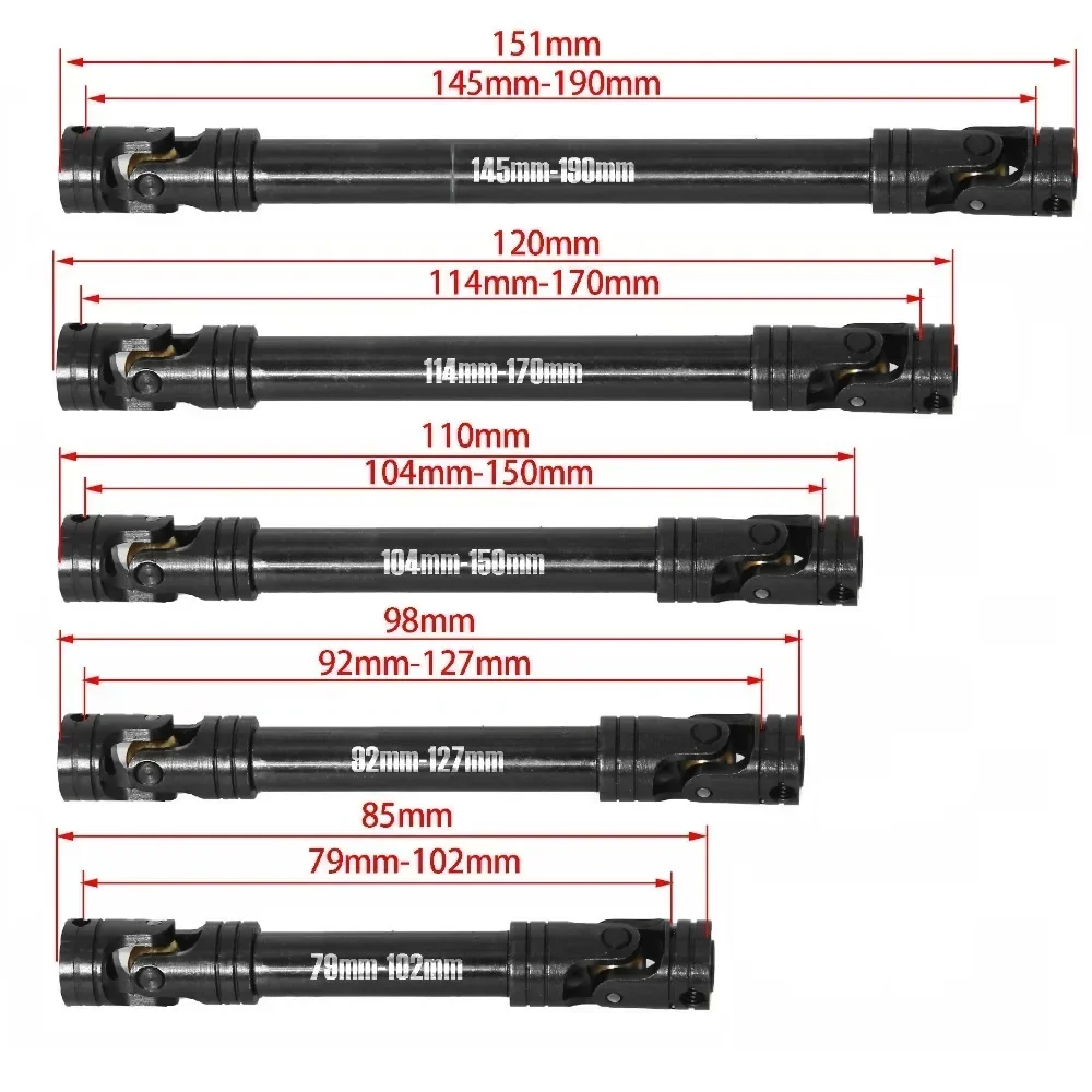 1PCS 헤비듀티 스틸 드라이브 샤프트 1/10 RC 자동차 크롤러 TRX4 Axial SCX10 90046 AXI03007 Redcat Gen8용