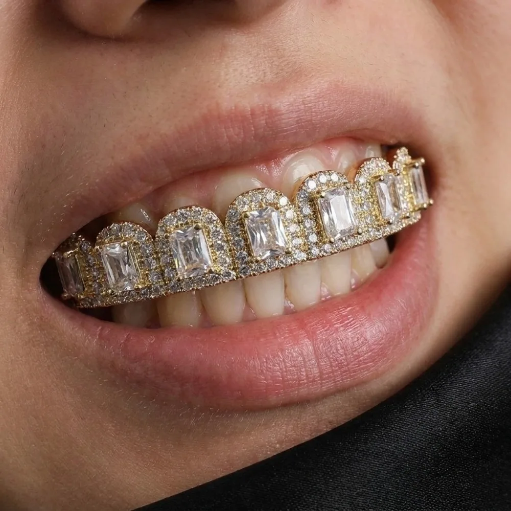 Convenient Rainbow Color Hip Hop Teeth Grillz Fashion Vintage Teeth Jewelry Unique Cubic Zirconia Rainbow Grillz Party