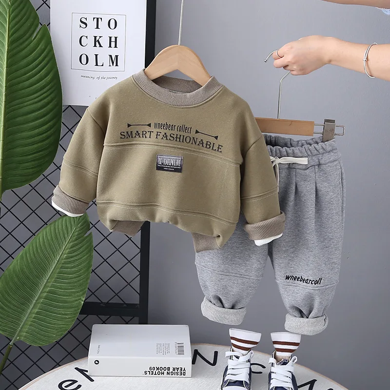 Toddler Autumn Winter Clothes for Kids Boys Girls New Korean Casual Letter Printed Long Sleeved Sweaters and Pants Two Piece Set