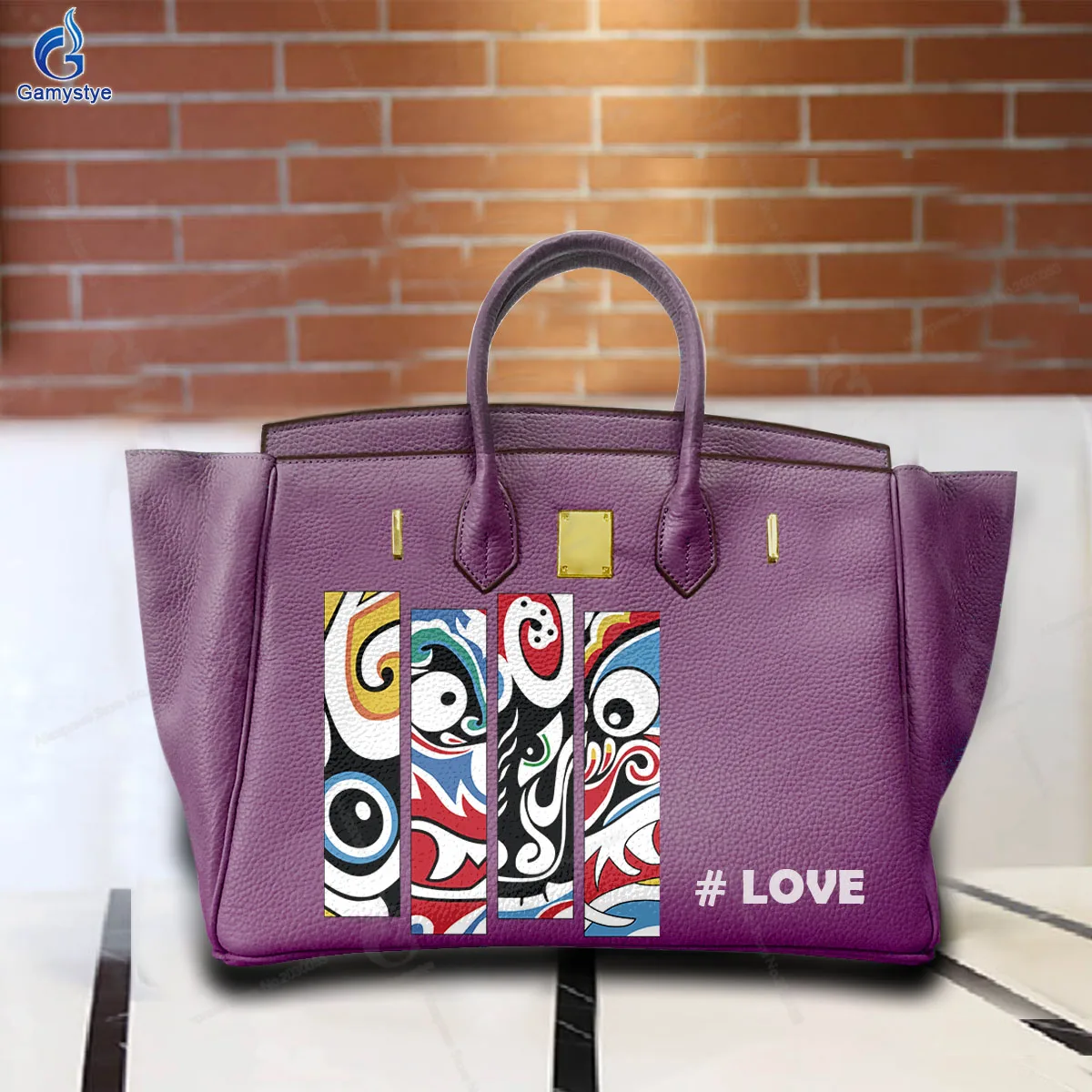 Graffiti Artisc Printed White English Love Bags Ladies Designer Brand Handbags High Quality Messenger Shoulder Bag Real Cowskin