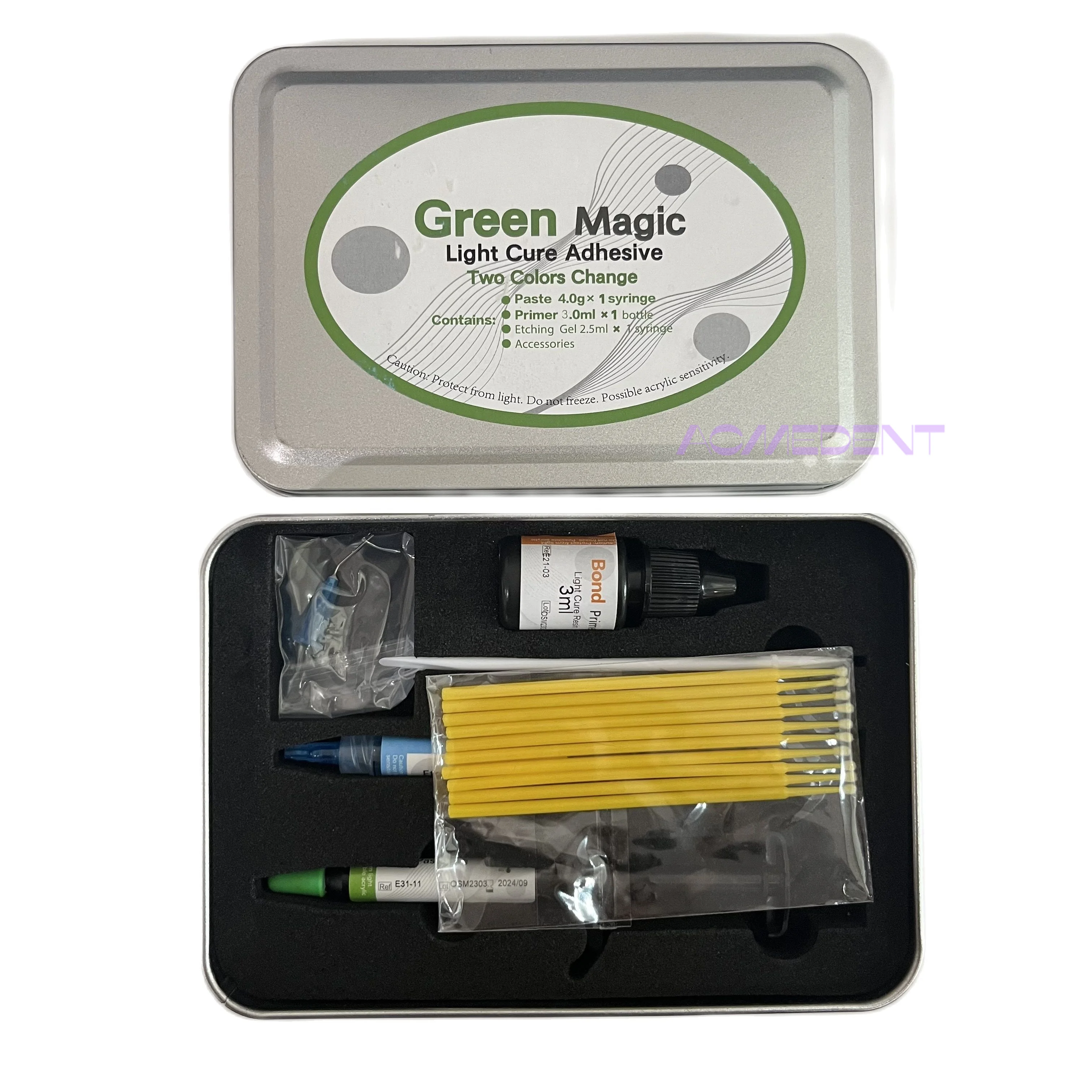 

1 Set Dental Green Magic Adhesive Light Cure Paste Primer Etching Gel Brackets Bonding