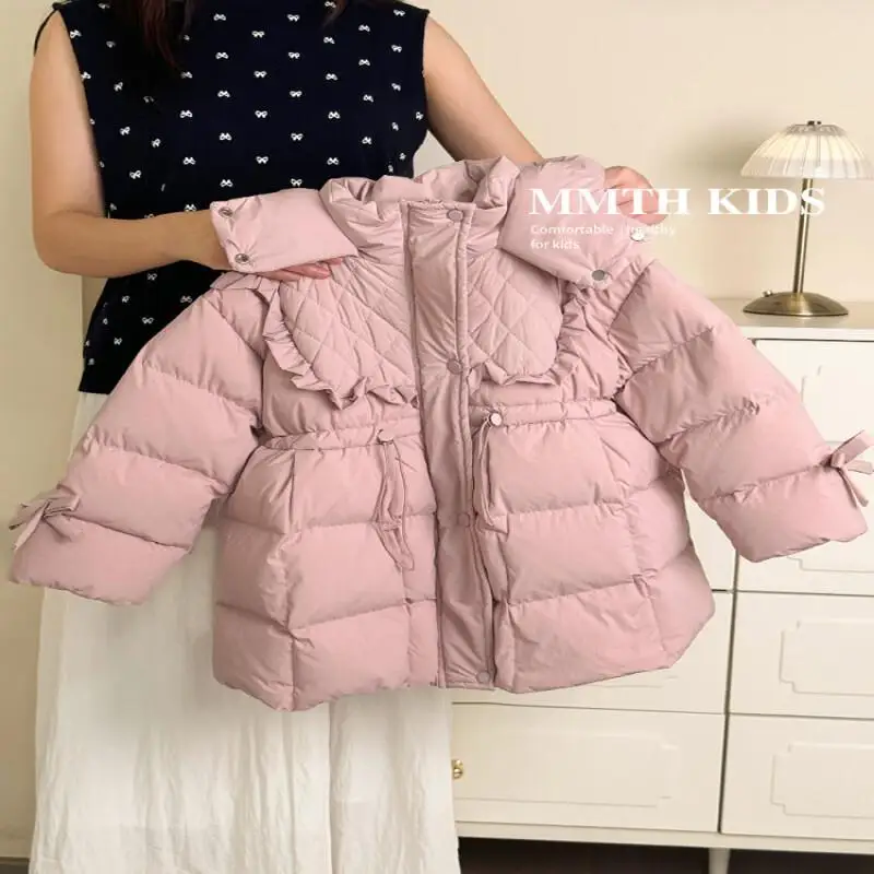 

Детская пуховая стеганая куртка средней длины, новинка 2025 года, стильная утолщенная куртка для девочек, зимнее теплое ветрозащитное модное пальто для малышей, верхняя одежда