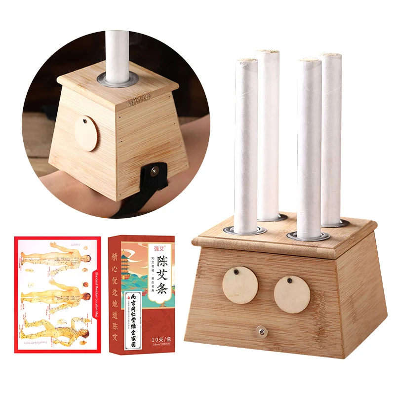 

Bamboo Moxa Stick Burner Moxibustion Therapy Box Herbal Medicine Accessory Warm Acupuncture Point Massage Meridian Massager