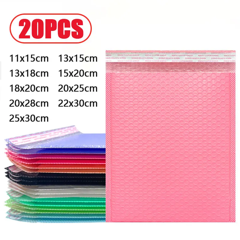 20PCS Pink Bubble Mailer Self Seal Envelopes Bubble Shipping Mailing Bags for Accessories Jewelry Cosmetics Small Packaging Bag
