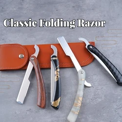 Navajas de afeitar clásicas para peluquería, navaja Manual Retro plegable con mango de ABS para hombres, Barba, sudor, pelo, axila, pelo, cara