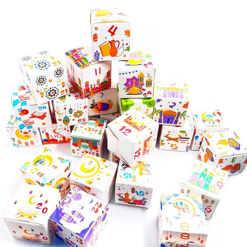 Ramadans Advent Calendars Boxes Eid Countdown Box 30 วัน Ramadans Calendar Ramadans Calendar Block Set Eid Candy Boxes For