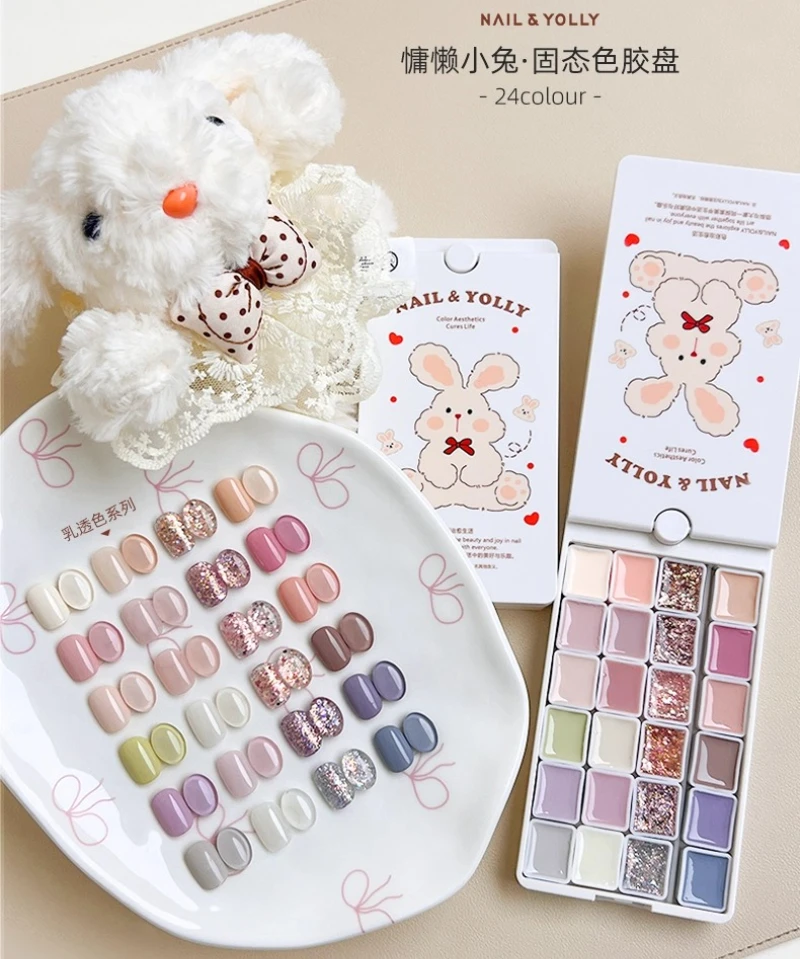 NAIL & YOLLY 24 ألوان عيد الميلاد الصلبة هلام بريق الأشعة فوق البنفسجية هلام البولندية لوحة اليابانية مسمار كريم الفن شبه دائم نقع قبالة هلام