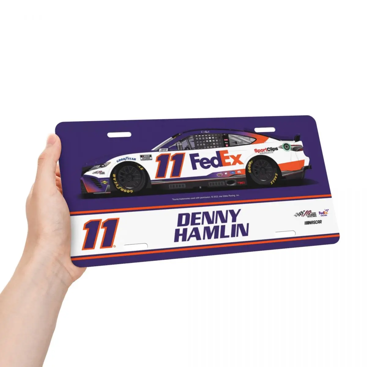 

Denny Hamlin 11 License Plate Car Tag Aluminum Car Auto Sign Universal Bracket Metal Accessories Frame Plate Stainless