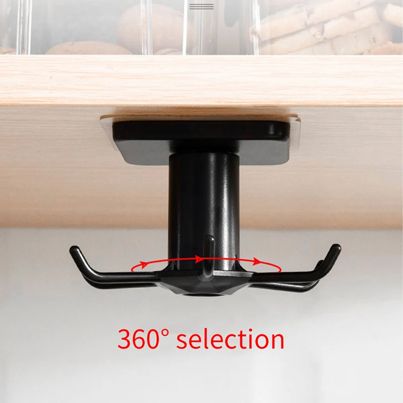 360 Degrees Rotated Kitchen Hook, 6-claw Rotating Hook, Wall Mounted, Kitchenware, Spoon Storage Rack, Clothes Ties Hanging Rack