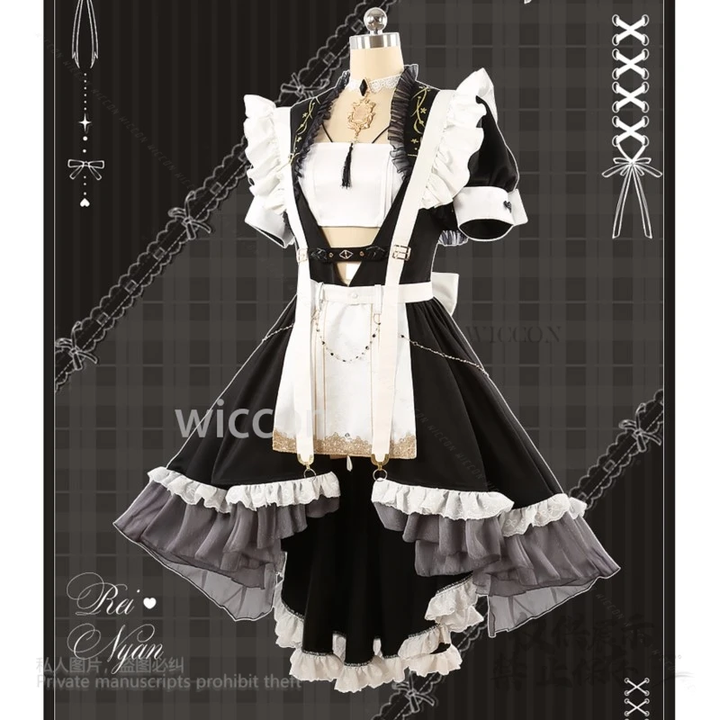 Game Nu: Carnival Rei, dulce y encantador vestido de sirvienta, traje, accesorios sexys, uniforme, disfraz de Cosplay, fiesta de Halloween, Cos personalizado