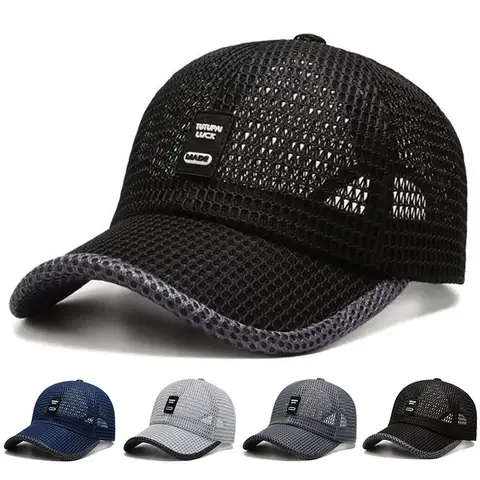 Gorra de malla de verano para hombre, de secado rápido, protección solar, ligera, transpirable, para pesca y béisbol.