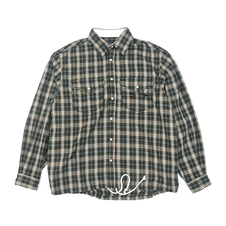 

25AW Autumn Japanese Vintage Mini Check Shirt - Washed Brushed Flannel Workwear Shirt Oversized Casual Streetwear Top Cityboys