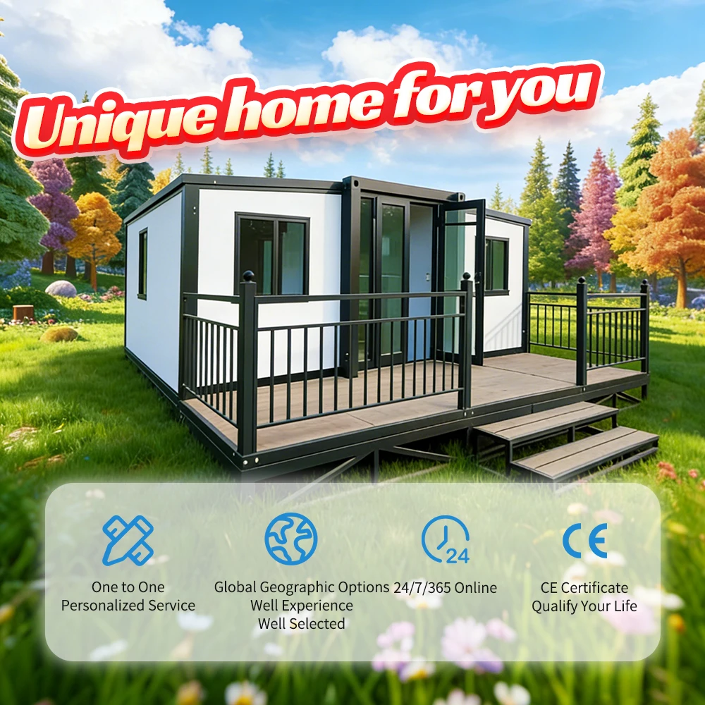 40 Ft Expandable Container House Double Wing Expandable Folding Activity Room Rapid Mobile House customized