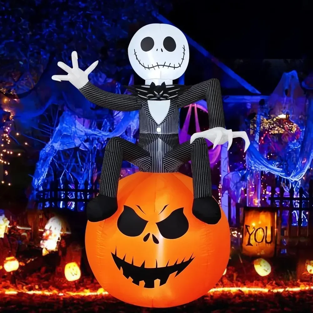 

3.5ft Airblown Inflatable Nightmare Before Christmas Jack Skellington on Pumpkin Disney