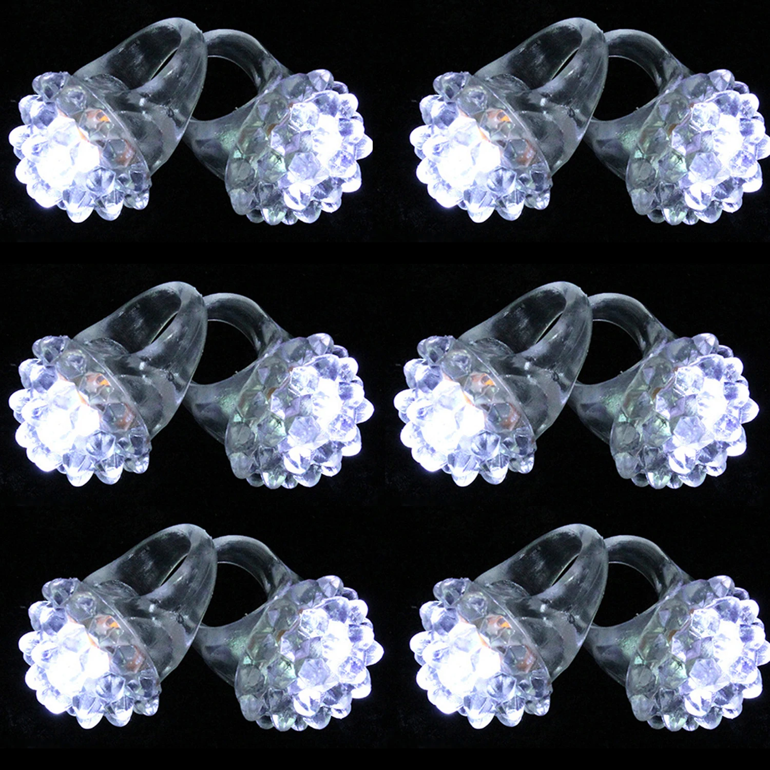 

20/50/100pcs LED White Rings Light Up Bumpy Glow Rings Flashing LED Bumpy Jelly Ring Birthday Rewards Eggs Filler Party Supplies