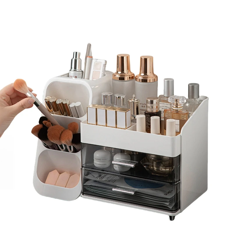 Makeup Organizer Cosmetic,Large Capacity Vanity,Bathroom and Bedroom Desk Cosmetics Organizer,Easy To Storage Skincare,Brushes