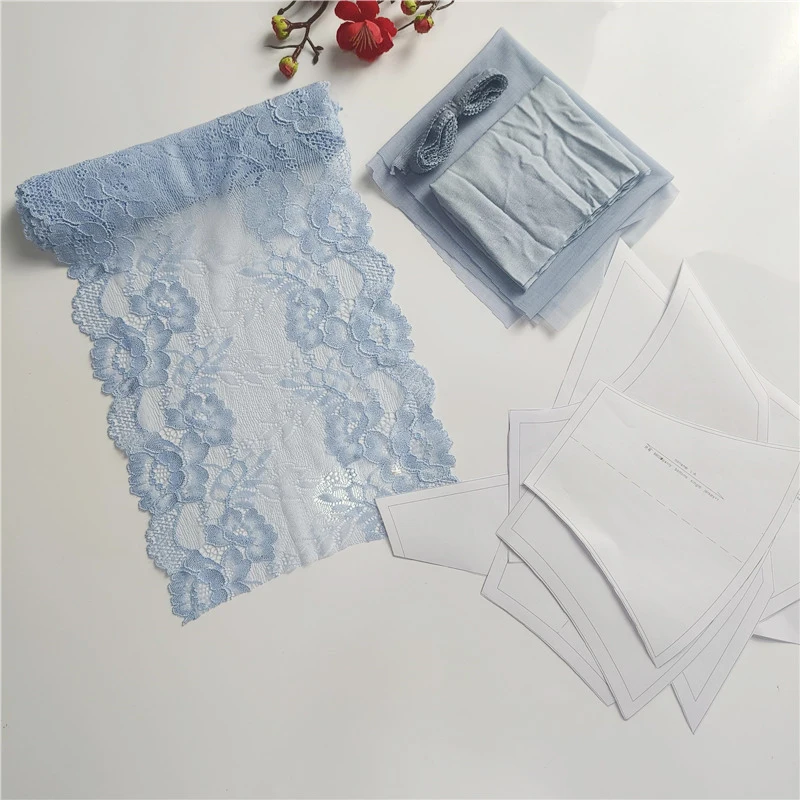 2023Blue Tone Lace Lace Women\'s Underwear Set, Ribbon Bow, Cotton Fabric Underwear Accessories